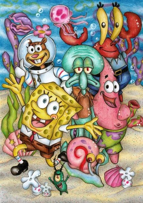 Spongebob High Painting, Spongebob Friends, Spongebob Cartoon, Spongebob Drawings, Easy Disney Drawings, Spongebob Painting, سبونج بوب, Cartoon Drawings Disney, Nickelodeon Cartoons