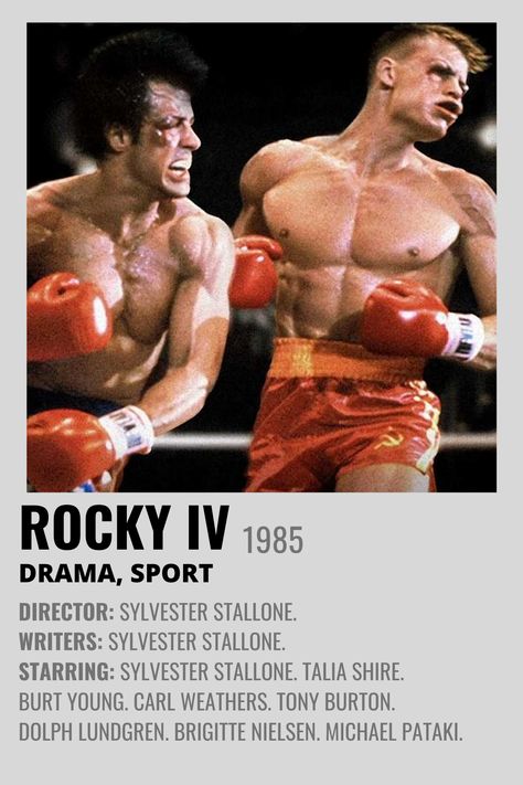 Rocky 4 Poster, Rocky Polaroid Poster, Rocky Minimalist Poster, Album Prints, Rocky Poster, Brigitte Nielsen, 80s Classics, Carl Weathers, Movies To Watch Teenagers