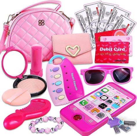 Kids Makeup Kit, Pretend Makeup, Makeup Kit For Kids, Toddler Girl Toys, Princess Toys, Kids Dress Up, Stylish Purse, Cell Phone Wallet