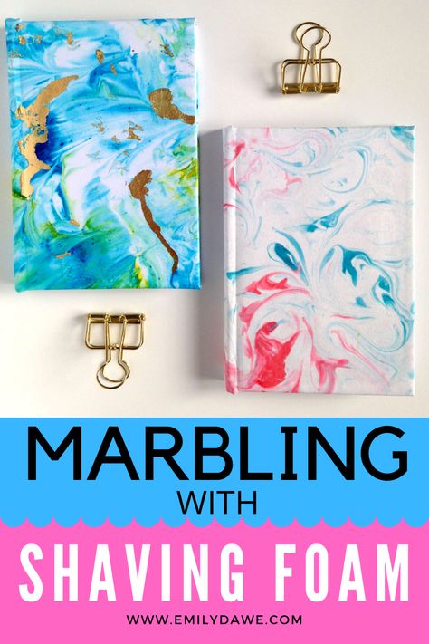 This easy tutorial will show you how to use shaving cream to create beautiful marbling art. This technique is great for decorating your stationery. It’s also a fun project to do with the kids too. #papermarbling #shavingcreamart #marbling #emilydawe Shaving Foam Marbling, Shaving Foam Art, Homemade Calendar, Shaving Cream Art, Marbling Paper, Marbling Art, Old English Letters, Shaving Foam, Marbling Techniques