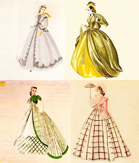 Gone With the Wind costume sketches by Walter Plunkett {I know @moxiethrift on etsy Flaherty will appreciate this!} Wind Costume, Walter Plunkett, Costume Renderings, Sandy Powell, Rendering Drawing, Costume Sketches, Wordless Book, Costume Design Sketch, Film Costumes