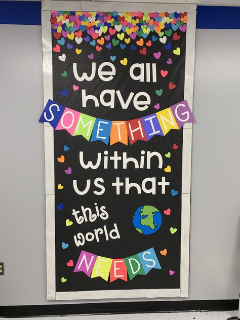 Grade 2 Door Decoration, Bulliten Board Ideas Back To School, School Office Door Decorations, Neurodiversity Bulletin Board Ideas, Beginning Of School Year Door Decoration, Colorful Classroom Door Ideas, We Shine Brighter Together Bulletin Board, Positive Door Decorations Classroom, Classroom Door Design Ideas