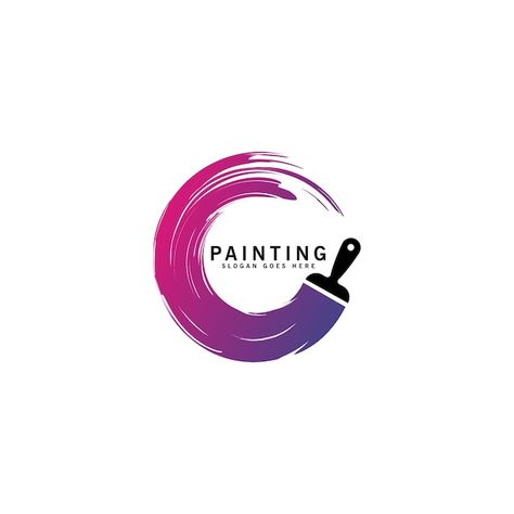 Creative paint brush logo design paintin... | Premium Vector #Freepik #vector #painter-logo #painting-logo #paint-logo #logo-illustration Painter Logo Ideas, Art Brush Logo, Painting And Decorating Logo, Paint Logo Design Graphics, Painting Logo Design Ideas, Art And Craft Logo Design, Painting Logo Ideas, Painter Logo Design, Brush Logo Design