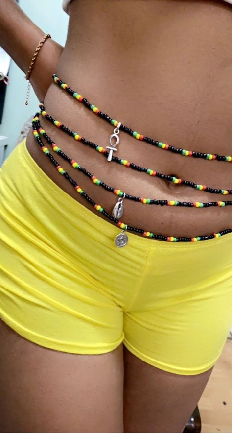 Waist Beads Aesthetic, Aesthetic Waist, Bead Things, Waist Beads African, Beads Inspiration, African Waist Beads, Female Energy, Jamaican Culture, Waist Jewelry