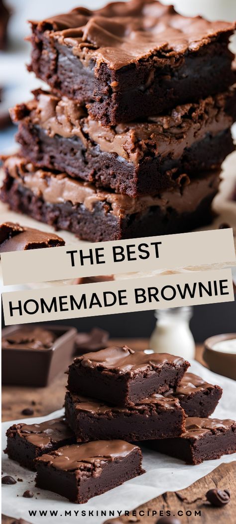 Indulge in these rich, fudgy Homemade Brownies with a perfect crackly top! 🍫 Easy to make and absolutely delicious, they're perfect for any chocolate lover. #HomemadeBrownies #FudgyBrownies #ChocolateDessert Homemade Brownie Recipe, Brownies Made With Cocoa Powder, Brownie Recipes From Scratch, Best Chocolate Brownies, Easy Homemade Desserts From Scratch, Easy Brownie Recipe, Brownie Recipe, Cocoa Fudge Brownies, Health Dessert Recipes