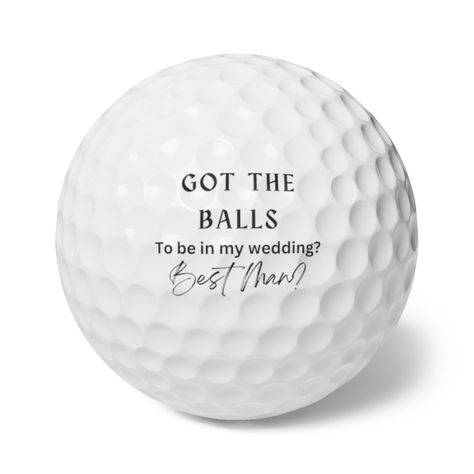 Getting married? Looking for a unique way to ask your best man to be in your wedding?  Perfect wedding proposal for golf lovers  Best man  .: Material: Suryln cover + rubber/hard plastic core .: One size: 1.68" (4.3cm)  .: A pack of 6 golf balls  .: One design for the whole set Golf Themed Groomsmen Proposal, Golf Proposal Ideas, Golf Groomsmen Proposal, Golf Wedding Theme, Wedding Golf, Golf Wedding, Groomsman Proposal, Best Man Wedding, Man Wedding