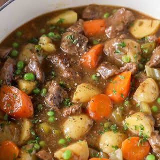 Beef Stew with Stewing Beef, Flour, Garlic Powder, Salt, Black Pepper, Olive Oil, Red Wine, Beef Broth, Tomato Paste, Dried Rosemary, Potatoes, Carrots, Celery Stalks, Peas, Cornstarch, Water. Easy Beef Stew Recipe, Easy Beef Stew, Pot Beef Stew, Lamb Stew, Spend With Pennies, Beef Stew Recipe, Stew Recipe, Recipes From Heaven, Beef Dishes