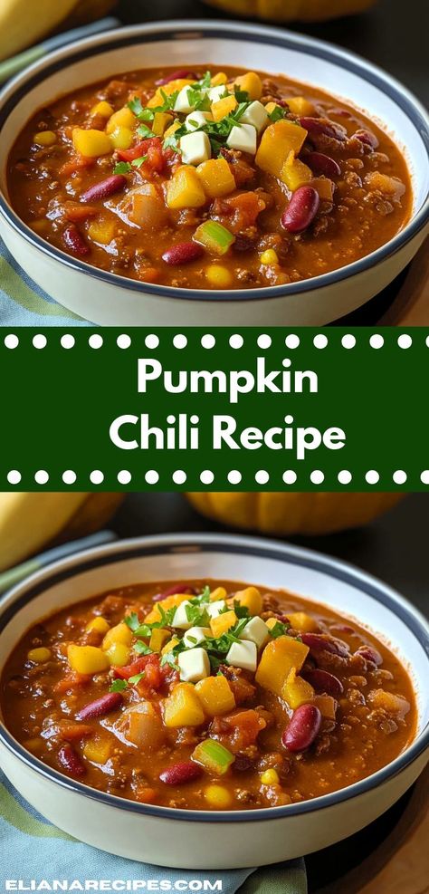 Looking for chili recipes? This pumpkin chili recipe is a tasty twist. Great for pumpkin recipes and dinner ideas, it's an easy chili recipe that’s perfect for chili recipe crockpot meals and family dinners. Pumpkin Chili Recipe Crockpot, Chilli Recipe Crockpot, Best Pumpkin Recipes, Pumpkin Crockpot, Slow Cooker Vegetarian Chili, Pumpkin Chili Recipe, Green Chili Recipes, Fall Meal, Pumpkin Chili