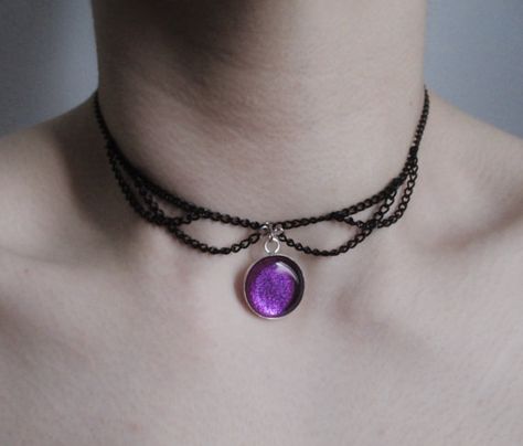 Pastel Goth Choker, Goth Choker Necklaces, Purple Choker, Fandom Jewelry, Jewels Diy, Goth Choker, Gadgets Home, Steampunk Accessories, Goth Jewelry