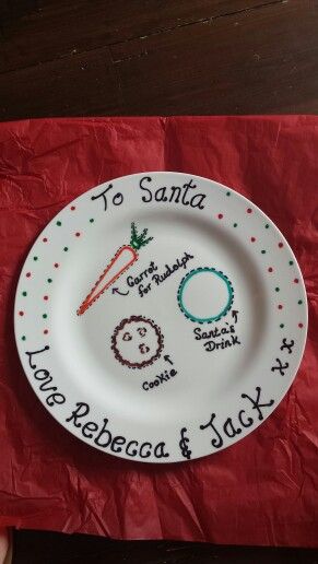 Christmas plate Santas Cookie Plate Diy, Diy Santa Plate, Diy Christmas Plate, Santa Plates, Sharpie Plates, Homemade Bubble Solution, Christmas Eve Plate, Cookies For Santa Plate, Homemade Bubbles