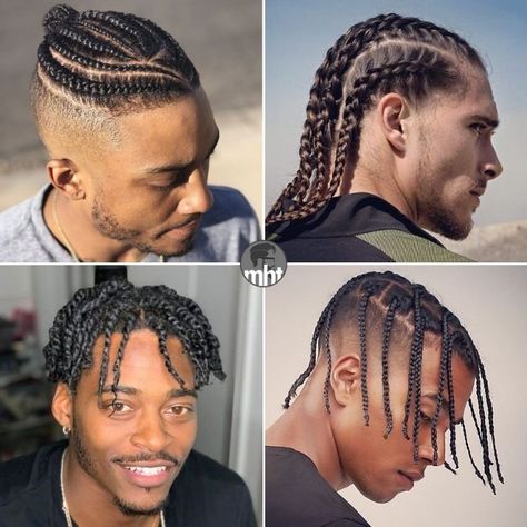 Braid Styles For Men Braided Hair Styles For Black Men, Single Plaits Braids Black Men, Braided Hairstyles For Men Black, Men Plaits Hairstyles, Black Men Braids Hairstyles With Fade, Men Braided Hair, Plaits Braids Men, Man Braids, Faded Haircut