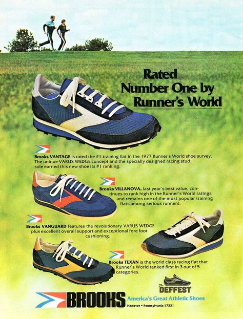 1970s Sneakers, Vintage Running Shoes, Old Sneakers, Vintage Sports Clothing, Old Nikes, 70s Shoes, Vintage Running, Retro Running Shoes, Runner's World