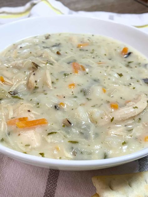 Copycat Panera Chicken & Wild Rice Soup Copy Cat Panera Chicken Wild Rice Soup Instant Pot, Panera Wild Rice Soup Recipe, Copycat Panera Chicken Wild Rice Soup Crockpot, Panera Bread Cream Of Chicken And Wild Rice Soup, Cream Of Chicken And Wild Rice Panera, Wild Rice Soup With Rotisserie Chicken, Chicken And Wild Rice Soup Panera, Panera Bread Chicken And Wild Rice Soup, Copycat Panera Chicken Wild Rice Soup