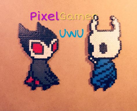 Perler Beads Hollow Knight, Hollow Knight Perler Beads, Perler Bead Pokemon Patterns, Melted Bead Crafts, Mini Hama Beads, Beads Perler, Hamma Beads Ideas, Cross Stitch Sampler Patterns, Piskel Art