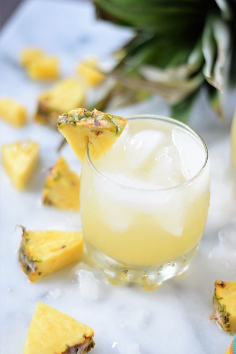 a light and sparkling take on the classic pina colada Light Pina Colada Recipe, Pina Colada Spritzer, Pina Colada Cocktail, Yummy Cocktails, Pina Colada Recipe, Printed Pillows, Coconut Ginger, Grocery Items, Three Ingredient