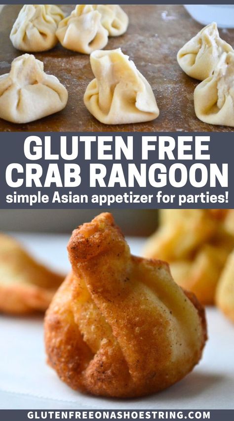 Gluten Free Crab Rangoon, Won Ton Wrappers, Gluten Free Chinese Food, Gluten Free Party Food, Gluten Free Party, Gluten Free Chinese, Won Ton, Gluten Free Appetizers, Crab Rangoon