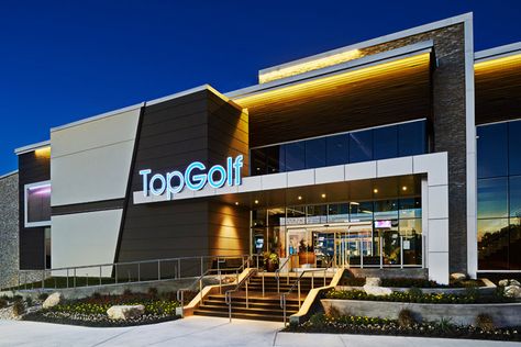 Golf Games, Commercial Design Exterior, Private Event Space, Modern Architecture Building, Mall Design, Golf Party, Centre Commercial, Design Exterior, Date Ideas