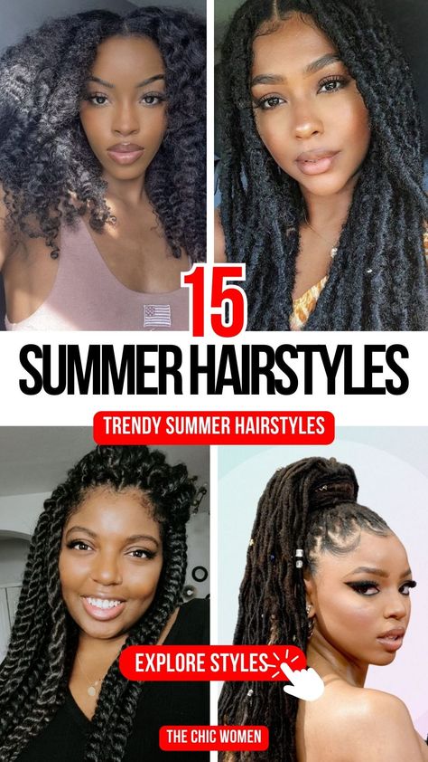 Trendy Summer Hairstyles for Black Women to Stay Cool Quick Braid Hairstyles For Black Women, Quick Protective Styles For Natural Hair, Braids Styles For Black Women, Protective Hairstyles For Black Women, Best Summer Hairstyles, Trendy Summer Hairstyles, Summer Hairstyles For Black Women, Hair Healthy, Twist Outs