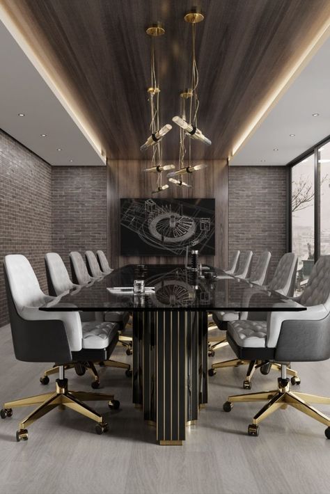 This office space is so inviting and luxurious that you will never get bored! Luxury Office Interior, Small Office Chair, Meeting Room Design, Luxxu Modern Design Living, Office Interior Design Modern, Modern Office Interiors, Luxury Office, Bureau Design, Luxury Rooms