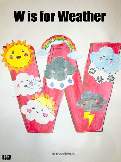 W is for weather preschool craft! What a fun activity if you are doing a letter of the week theme or a weather theme this spring. W Is For Weather, Letter W Crafts, Letter W Activities, W Craft, Weather Activities Preschool, Preschool Letter Crafts, Preschool Weather, Alphabet Crafts Preschool, Abc Crafts