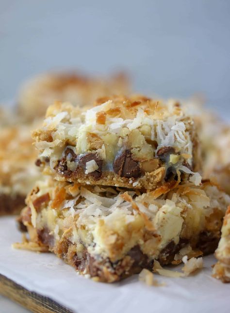 Seven Layer Bars Tates Cookies Recipe, 7 Layer Bar, 7 Layer Bars Magic, Seven Layer Cookie Bars, Layer Bars Recipe, Layered Bars, Seven Layer Cookies, Baking Bars, Seven Layer Bars