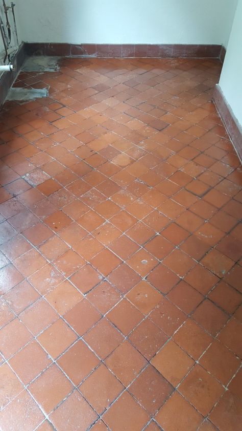 Red Quarry Tiles, Quarry Tile Floor, Herringbone Tile Floors, Quarry Tiles, Tiled Hallway, Red Tiles, Black Paper Drawing, Herringbone Tile, Grout Cleaner