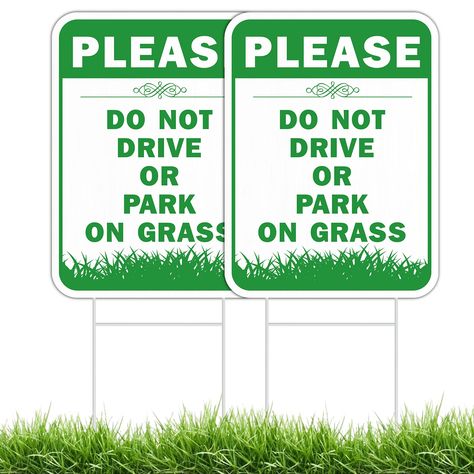 PRICES MAY VARY. This Do Not Drive Or Park On Grass Sign measures 16" x 12" and package also includes two long metal stakes measures 14" x 7.5". Keep off the grass sign is made of 5MM corrugated plastic yard sign is durable for long lasting outdoor use. Installing the yard sign is very easy, all you have to do is sink its base into the soil or lawn, and it’s ready! Suitable for home and business premises. Indoor OR Outdoor use - Waterproof and Wind Resistant! Display in your lot, front yard, law T25 Workout, Citrus Soap, No Parking, Sea Glass Beach, Parking Signs, Corrugated Plastic, Sewing Book, Yard Sign, Led Light Strips