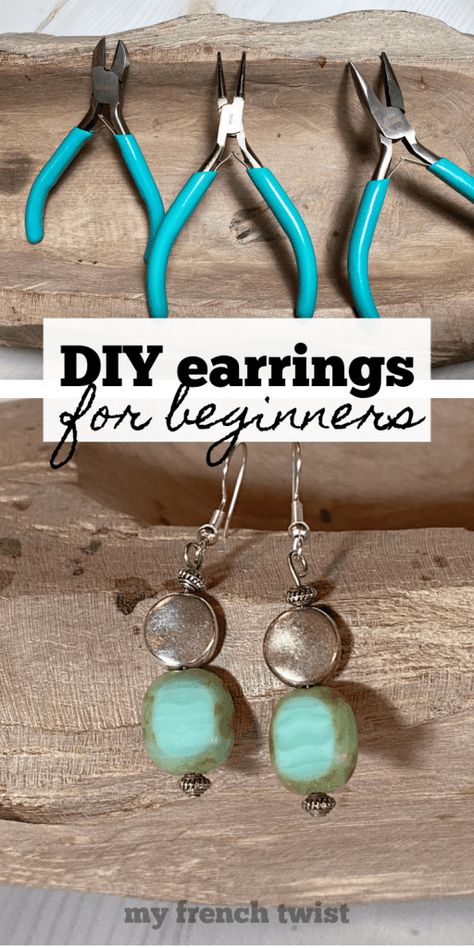 Make My Own Earrings, How To Make African Jewelry, Beaded Earrings Diy Tutorials Jewelry Making, Beginners Jewelry Making, What You Need To Make Earrings, How To Start Making Earrings, Making Drop Earrings, How To Make Easy Earrings, Making Dangle Earrings