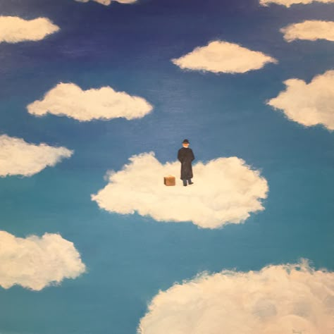 Head In The Clouds Painting, Travel Aesthetic Icon, Dreams Art, Cloud Illustration, Head In The Clouds, Cloud Art, Cloud Drawing, Film Inspiration, Sky Painting