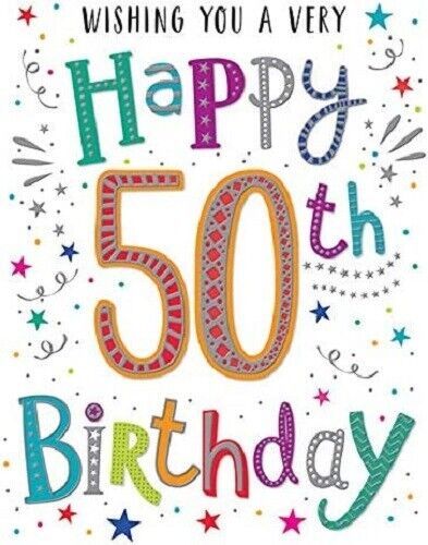 Wishing You A Very Happy 50th Birthday Card Words Inside As Per Picture All Our Cards Feature The Following Size 137x195 mm Supplied in cellophane with envelope Posted next working day via Free 2nd class postage (Upgrade to 1st Class and Signed Available) Posted in a hardback envelope to keep the card perfect in the post (if ordering quantities of 3 or more we may despatch in a jiffy bag) From an authorised UK Warehouse/Supplier. These are the same as you will find in a high street store Birthday Card Words, Happy 50th Birthday Wishes, 50th Birthday Greetings, 50th Birthday Wishes, 50th Birthday Card, 50th Birthday Quotes, Birthday Card Sayings, Birthday Greetings Friend, Happy Birthday Greetings Friends