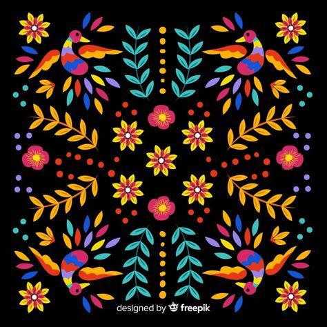 Free Vector | Traditional mexican embroidery background Embroidery Background, Mexican Art Painting, Mexican Embroidery Designs, Mexican Artwork, Mexican Colors, Otomi Embroidery, Mexican Pattern, Mexican Flowers, Muster Tattoos