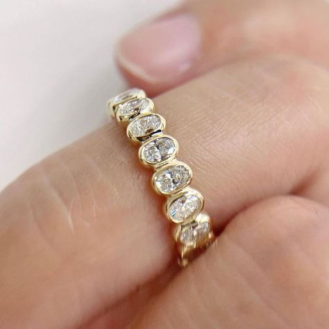 Gold Anniversary Bands, Stackable Engagement Ring, Stacked Wedding Bands, Moissanite Band, Stackable Wedding Bands, Moissanite Wedding Band, Oval Moissanite, Engagement Band, Ring Stacking