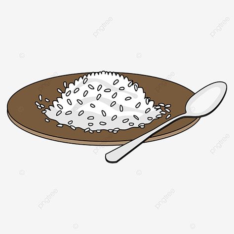 Rice Drawing Easy, Grains Drawing, Rice Cartoon, Rice Drawing, Rice Illustration, Habichuelas Guisadas, Rice Cookies, Rice Art, Plate Drawing