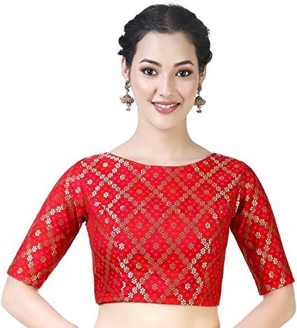 Designer Readymade Stitched Brocade Saree Blouse Poly Silk Fabric Craft Indian Sari Choli Tunic Top Women Wedding Wear Bandhani Blouse, Designer Saree Blouse, Brocade Saree, India Wedding, Brocade Blouses, Gold Blouse, Indian Sari, Women Tunic Tops, Fabric Craft