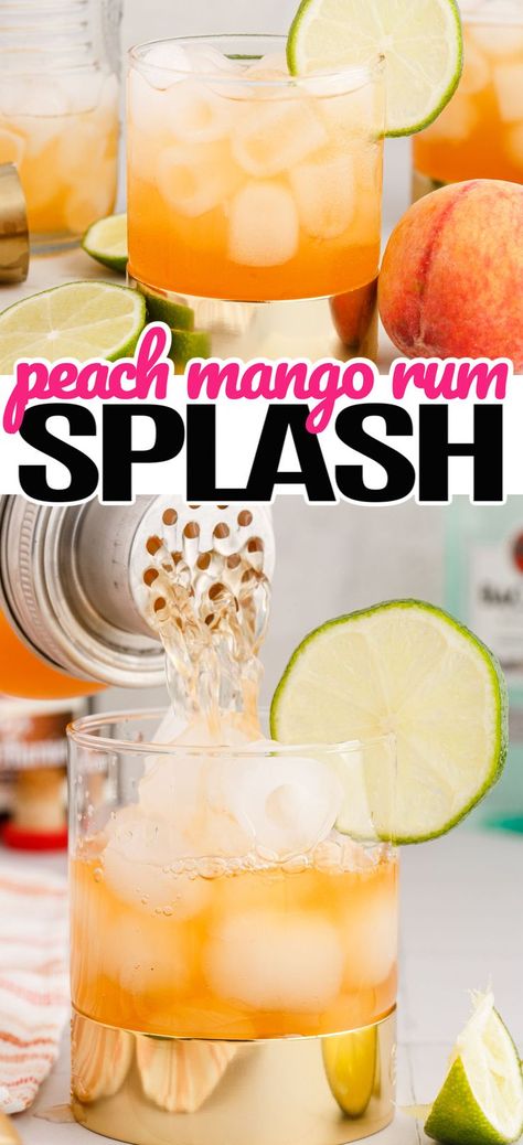 Peach Mango Cocktail, Peach Paradise Cocktail, Malibu Peach Drinks, Clear Rum Cocktail Recipes, Peach Rum Drinks Recipes, Mango Malibu Rum Drinks, Malibu Peach Rum Drinks, Tropical Rum Drinks, Malibu Mango Rum Drinks Recipes