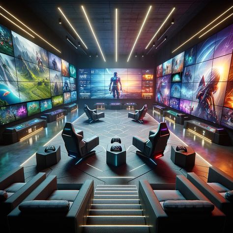 How would you like to play the new GTA 6 here next year Ysl Headquarters, Luxury Gaming Room Setup, Futuristic Gaming Room, Game Room Luxury, Luxury Gaming Room, Bright Room Colors, Luxury Game Room, Games Room Inspiration, Gaming Lounge