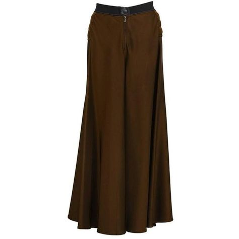 Preowned 2000's Gaultier Brown Maxi Skirt ($600) ❤ liked on Polyvore featuring skirts, brown, flare skirts, brown skater skirt, long skater skirt, button front skirt, long circle skirt and long brown skirt Long Skater Skirt, Floor Length Skirts, Long Circle Skirt, Brown Maxi Skirt, Flare Skirts, Long Brown Skirt, Brown Maxi Skirts, Long Flared Skirt, Flare Maxi Skirt