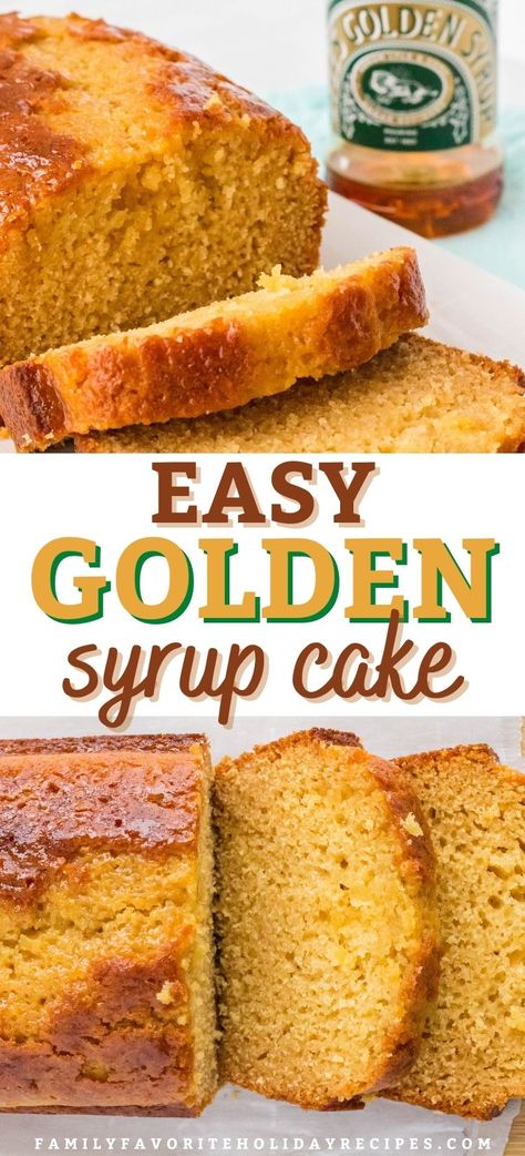 Learn how easy it is to make golden syrup cake! Also known as light treacle, golden syrup is the perfect way to add moisture and sweetness to this loaf cake, creating the perfect sweet treat for breakfast, tea time, or dessert! Great for the holidays, too. Syrup Cake Recipe, Golden Syrup Cake, The Perfect Loaf, Syrup Cake, Loaf Cake Recipes, Homemade Syrup, Holiday Favorite Recipes, Fall Dessert Recipes, Golden Syrup