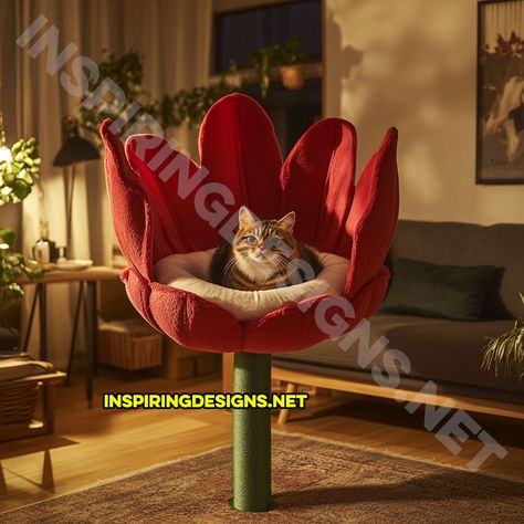 Flower shaped cat trees are the kind of quirky, whimsical home addition you didn’t know you needed. Forget those bland beige towers of carpet and sisal; these cat trees are a breath of fresh floral air. Imagine your cat lounging in a sunflower-shaped bed, or perched regally atop a tulip-inspired platform. It’s not just a … Cat Topiary, Cat Lounging, Cat Lounge, Cat Trees, Whimsical Home, Home Addition, Cat Tree, Flower Shape, Feline