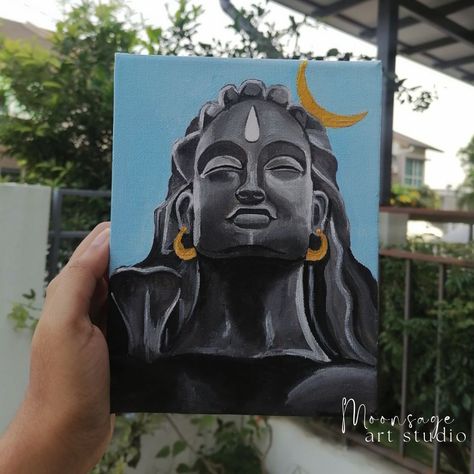 adiyogi painting ideas Canvas Painting Ideas Shiva, Adi Yogi Shiva Painting, Adi Yogi Shiva Painting On Canvas, Adiyogi Painting On Canvas, Adiyogi Shiva Painting, Adiyogi Painting, Shiva Canvas Painting, Mirror Canvas Art, Mom Drawing