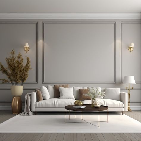 Wall Molding Living Room, Colonial House Interior, Formal Living Room Designs, Modern Classic Living Room, Living Room Panelling, Colonial Interior, Neoclassical Interior, Living Wall Decor, Classic Living Room