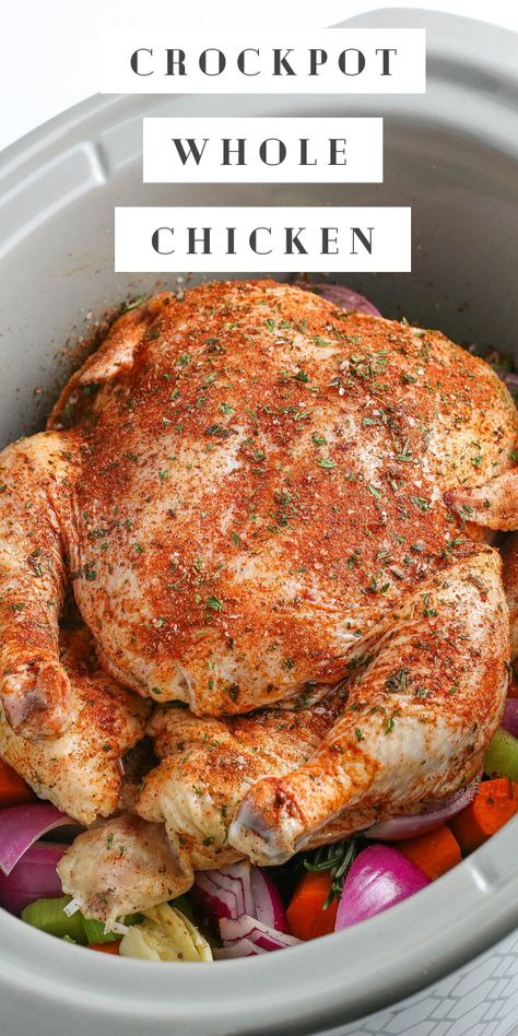 Crockpot Whole Chicken, Chicken In The Crockpot, Whole Chicken Recipe, Whole Chicken, A Chicken, Chicken Recipe, Crock Pot, Chicken