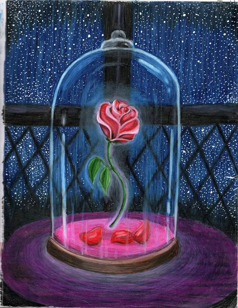 Beauty And The Beast Art Paintings, Beauty And Beast Painting, Beauty And The Beast Rose Painting, Beauty And The Beast Paintings, Beauty And The Beast Painting, Beauty And The Beast Flower, Disney Princess Paintings, Beauty And The Beast Drawing, Beauty And Beast Rose