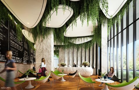 Biophilic Furniture, Nature Inspired Interior Design, Organic Seating, Tea Lounge, Green Interior Design, Mall Design, Lobby Interior, H Design, Room Partition Designs