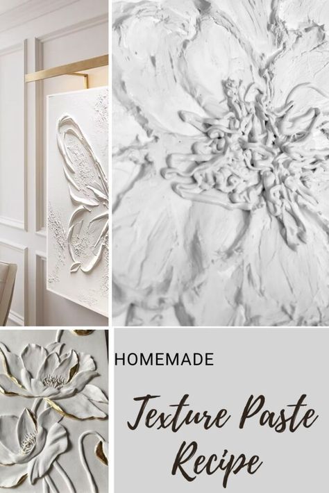 Ideas For Texture Art, Plaster Art Canvas Flower, How To Paint 3d Art, 3d Artwork On Canvas Diy, How To Make Textured Paint Canvases, How To Create Textured Canvas Art, Diy 3d Textured Wall Art, Plaster Relief Wall Art Diy, Canvas Clay Art Ideas