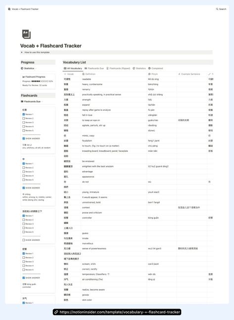 free notion template Language Template, Learning Template, Notion Inspo, Notion Ideas, Spaced Repetition, Education Templates, Tracker Template, Notion Templates, Small Business Planner