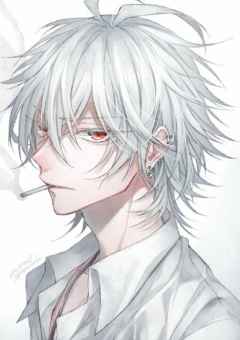 White Hair Red Eyes, Samatoki Aohitsugi, Anime Hairstyles Male, Vampire Art, Anime Guys Shirtless, Hair Red, Hypnosis Mic, Rap Battle, Guy Drawing