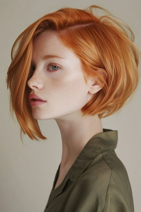 Unique Short Hairstyles, Flattering Poses For Women, Strawberry Blonde Short Hair, Short Red Hair Styles, Hairstyle Oval Face, Short Strawberry Blonde Hair, Strawberry Blonde Bob, Pose Woman, Hair Study