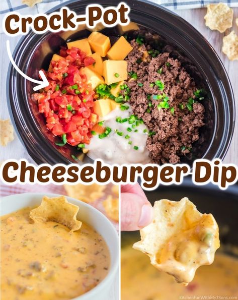 Hamburger Dip Recipes, Cheesy Hamburger Dip, Hamburger Cheese Dips, Hamburger Dip, Hot Crab Dip Recipe, Slow Cooker Dips, Cheeseburger Dip, Slow Cooker Appetizers, Crock Pot Dips