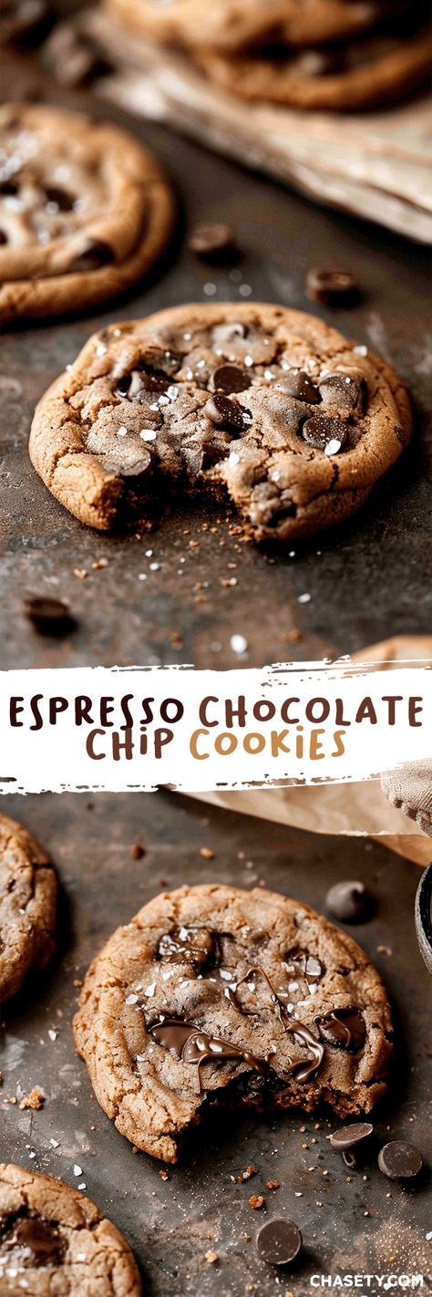 Espresso Chocolate Chip Cookies [27 Minutes] – Chasety Cookies For Coffee, Espresso Chocolate Chip Cookies, Coffee Cookies Recipe, Chocolate Chip Cookies Recipe, Browned Butter, Dessert Dips, Think Food, Baking Sweets, How Sweet Eats